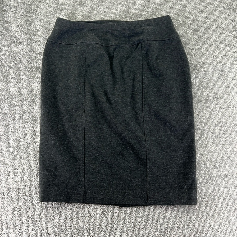 Ellen Tracy Pull On Skirt Straight Gray Womens Size S Above Knee Mini